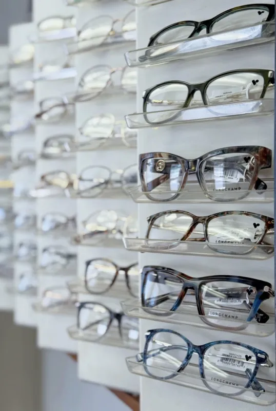 Wall display of eyeglass frames at King Optical